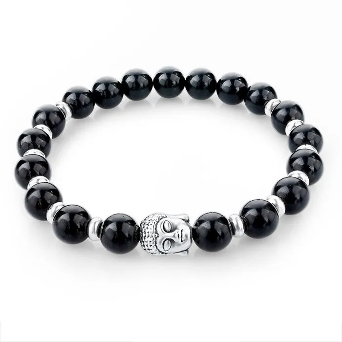 Natural Stone Buddha Charm Bracelets With Stones Beads Bracelets For Women Men Silver Turkish Jewelry Pulseira Masculina