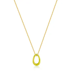 Neon Yellow Enamel Gold Twisted Pendant Necklace