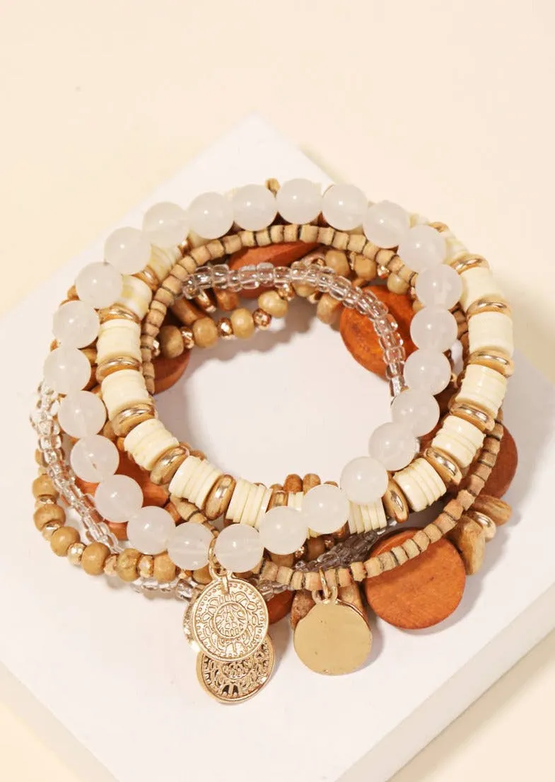 Neutral Sands Multi-strand Beaded Bracelet