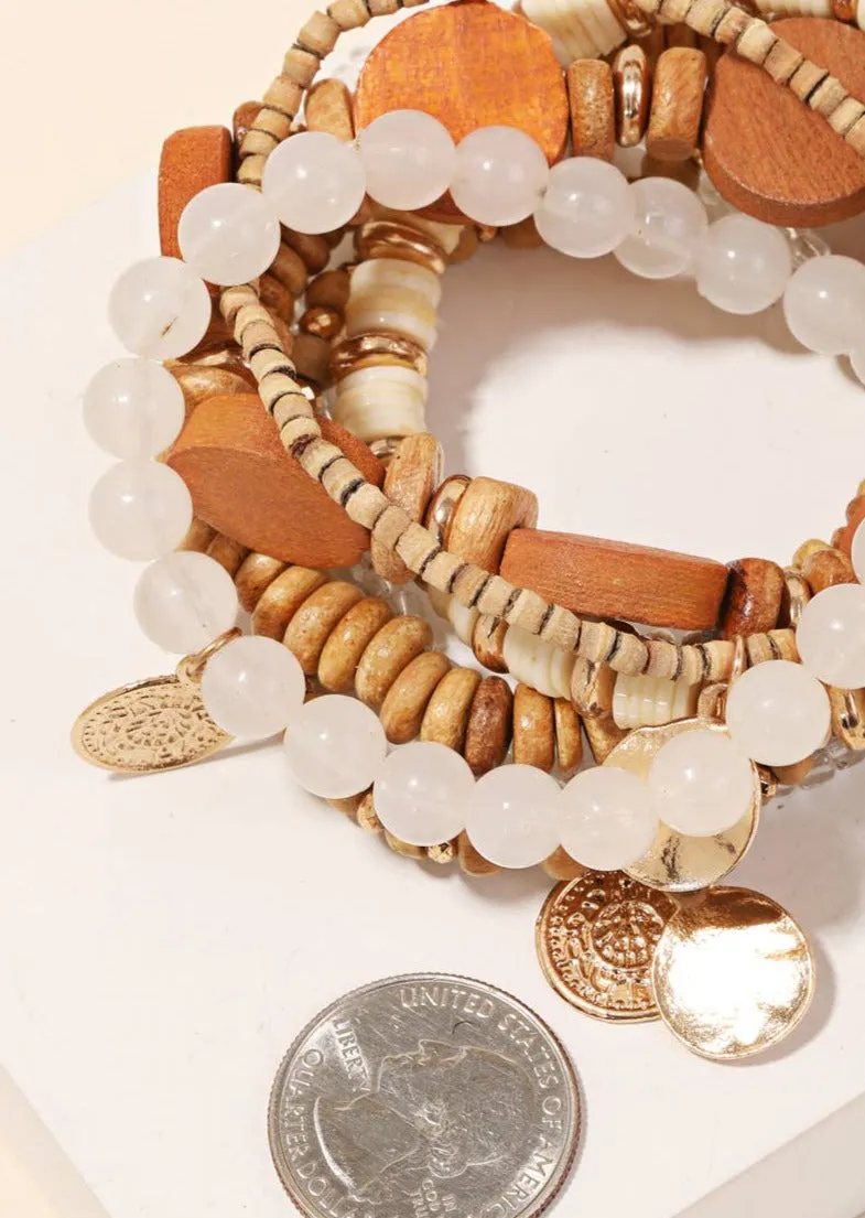 Neutral Sands Multi-strand Beaded Bracelet