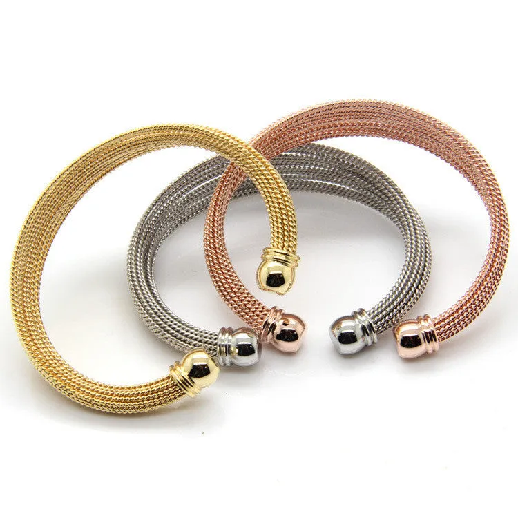 Never Fade Stainless Steel A Lot Of Twisted Wire Bracelets Bangles 18K Gold / Rose Gold / Silver Women's Fashion Jewelry