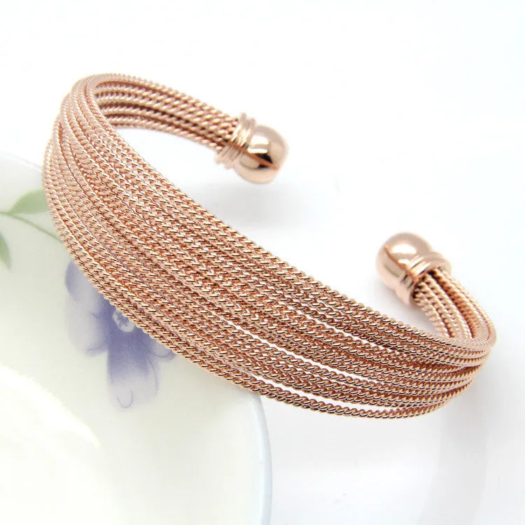 Never Fade Stainless Steel A Lot Of Twisted Wire Bracelets Bangles 18K Gold / Rose Gold / Silver Women's Fashion Jewelry