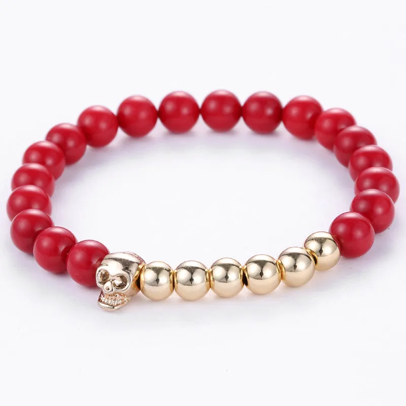 New Charm Bracelet Northskull Skull Fashion Men Women Girl Bracelets 6MM Red coral rock high quality