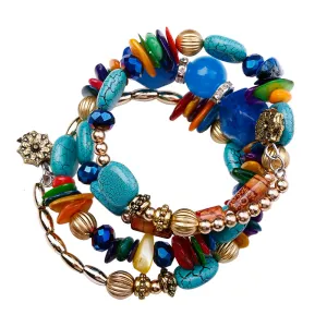 New Woman Beach Jewelry 2017 Bohemian Shell Natural Stone Bracelet Multilayer Beads Strand bracelets & bangles Pulseras Mujer