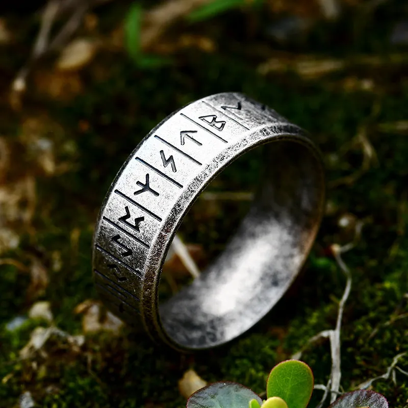 Nordic-Inspired Stainless Steel Rings for Men and Women - Unisex Viking Letter Jewelry