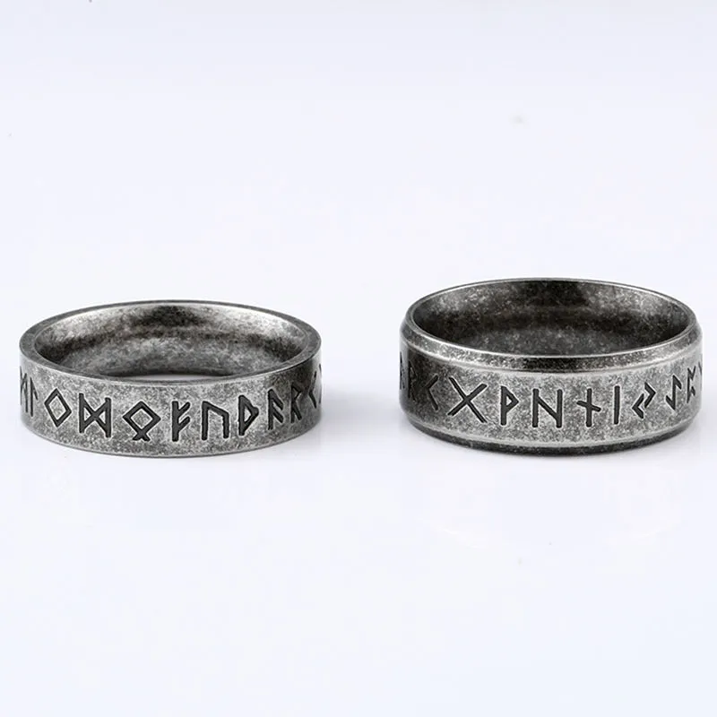 Nordic-Inspired Stainless Steel Rings for Men and Women - Unisex Viking Letter Jewelry