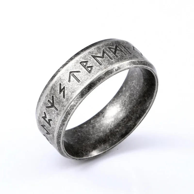 Nordic-Inspired Stainless Steel Rings for Men and Women - Unisex Viking Letter Jewelry