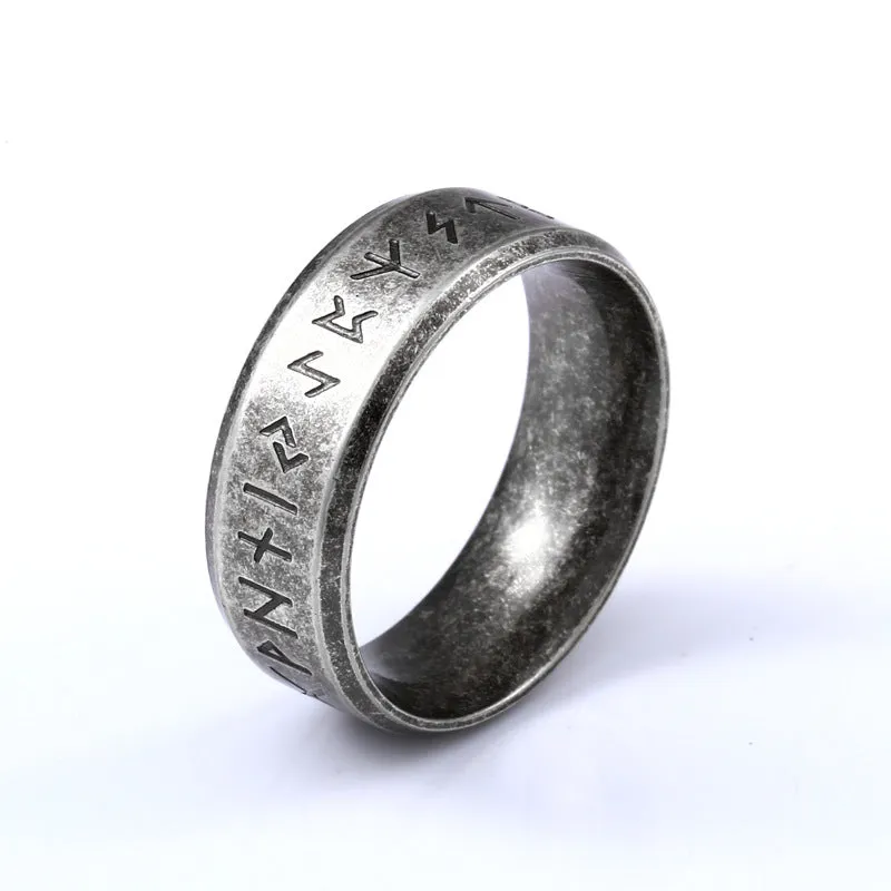 Nordic-Inspired Stainless Steel Rings for Men and Women - Unisex Viking Letter Jewelry