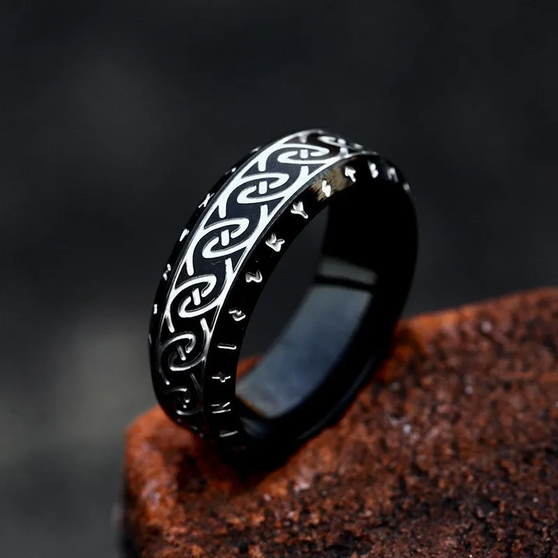 Nordic Viking-Inspired Titanium Steel Rings for Men and Women - Simple Fashion Wholesale Collection