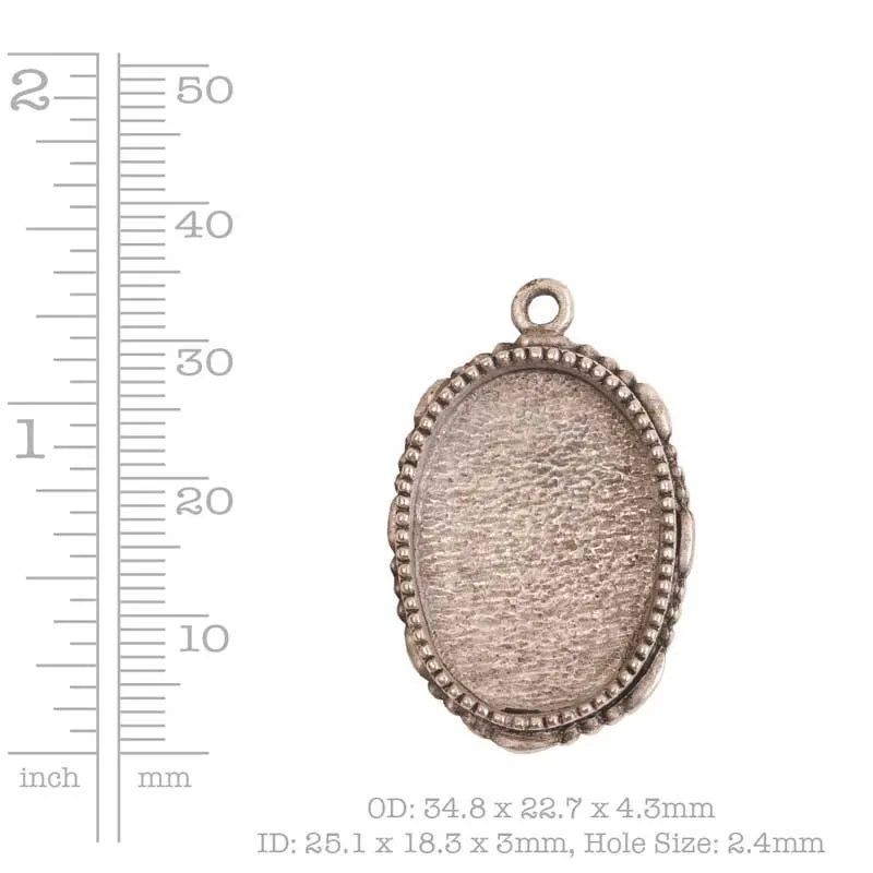 Nunn Design-Bezel-34x22mm Ornate Large Pendant Oval-Single Loop-Antique Gold-Quantity 1