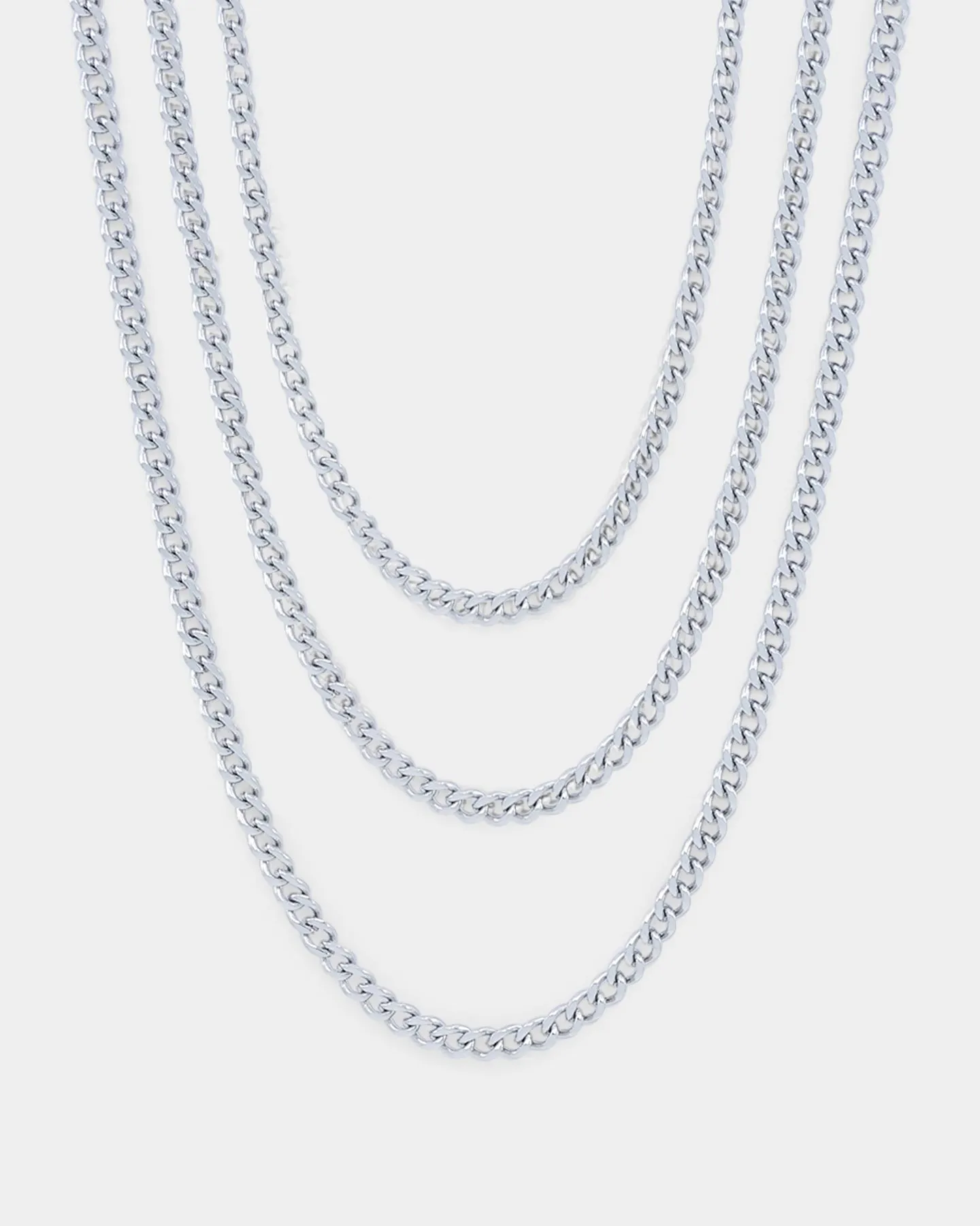 NXS 3mm Cuban Chain Set White Gold