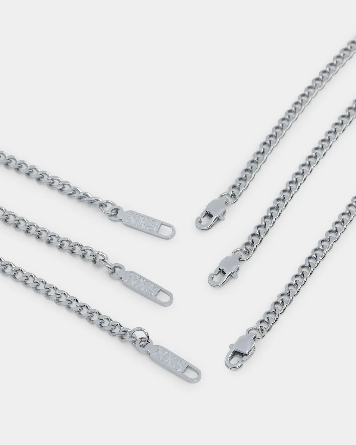 NXS 3mm Cuban Chain Set White Gold