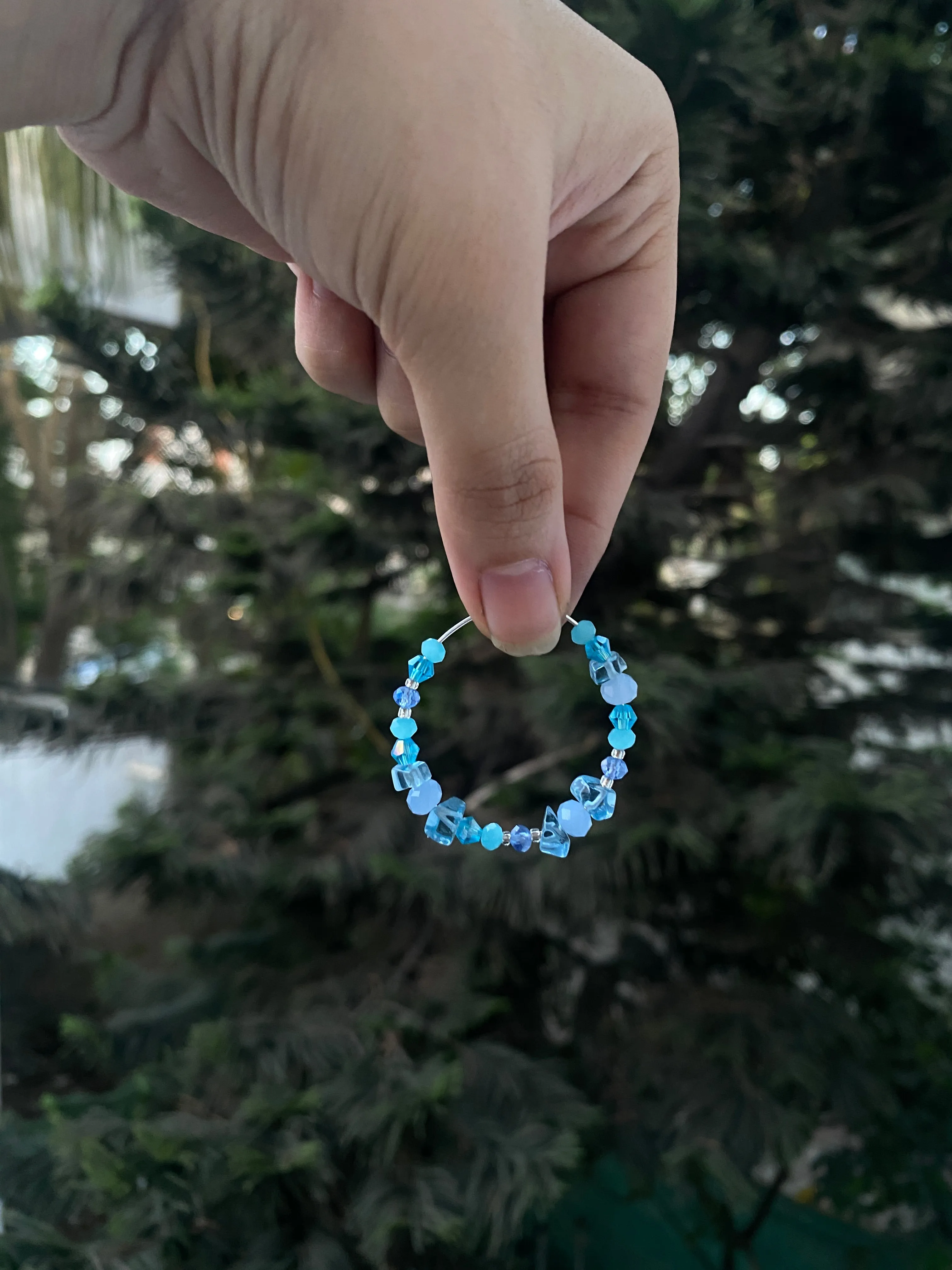 OCEAN BLUE CRYSTAL HOOP EARRINGS