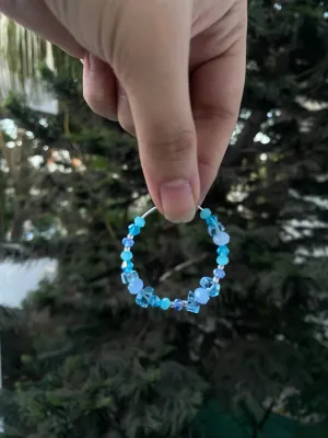 OCEAN BLUE CRYSTAL HOOP EARRINGS