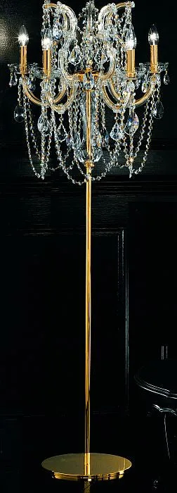 Ornate Five Light Italian Floor Chandelier With Asfour Crystals