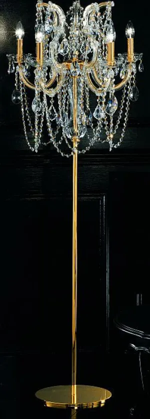 Ornate Five Light Italian Floor Chandelier With Asfour Crystals