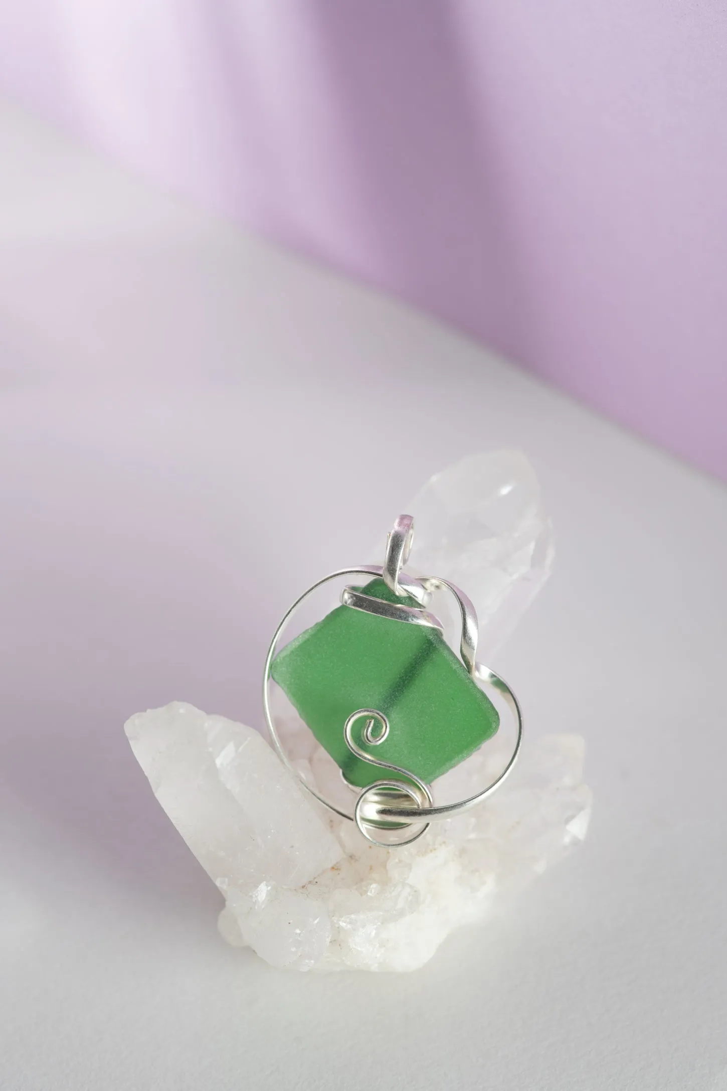 Ornate Wrapped Seaglass Pendant