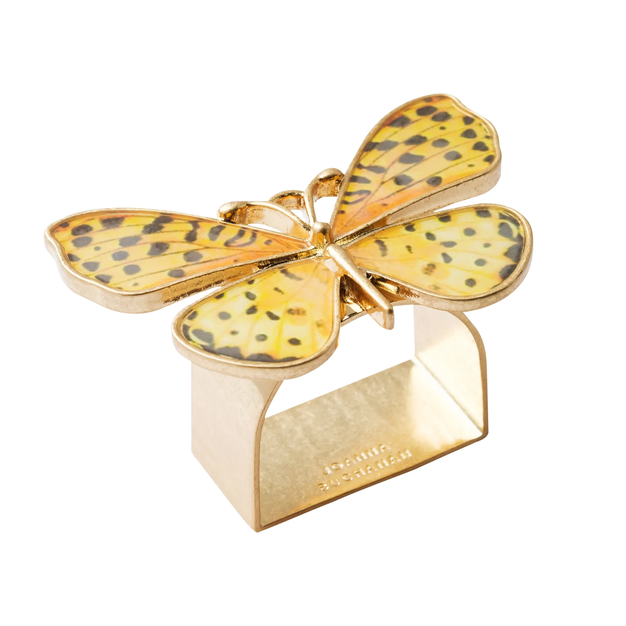 Painterly Butterfly Napkin Rings, Yellow, Set of Four