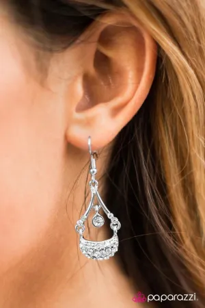 Paparazzi Earring ~ SHIMMER Solstice - White