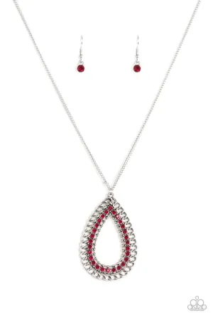 Paparazzi Necklace ~ Drippin In Drama - Red