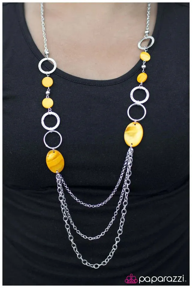 Paparazzi Necklace ~ Happy-Go-Lucky - Yellow