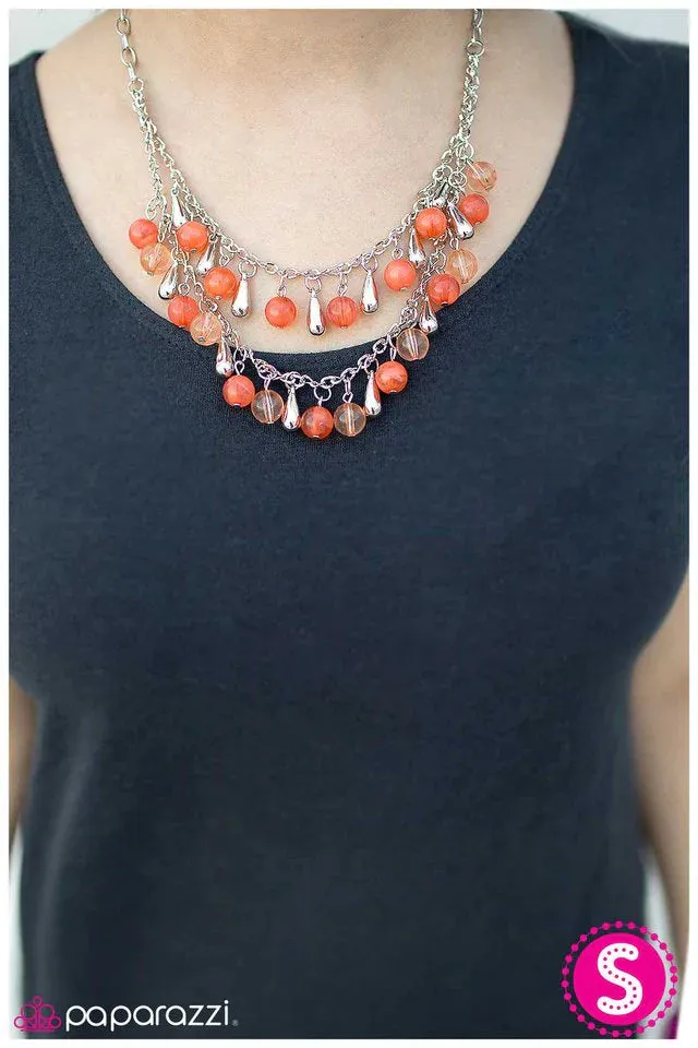 Paparazzi Necklace ~ Stop, Drop, and Roll - Orange