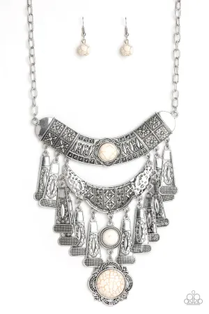 Paparazzi Sahara Royal - White Necklace