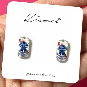 PBR Beer Can Stud Earrings