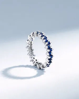 Princess Midi Dark Blue Sapphire Eternity Band