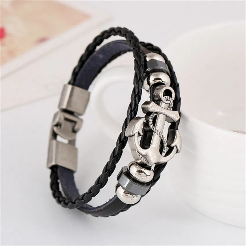 Punk Men Bracelet European and American Jewelry Steel Bracelet boat anchor bracelets & bangles For Men Jewelry