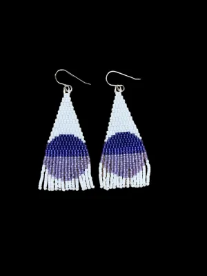 Purple and White Beaded Earrings