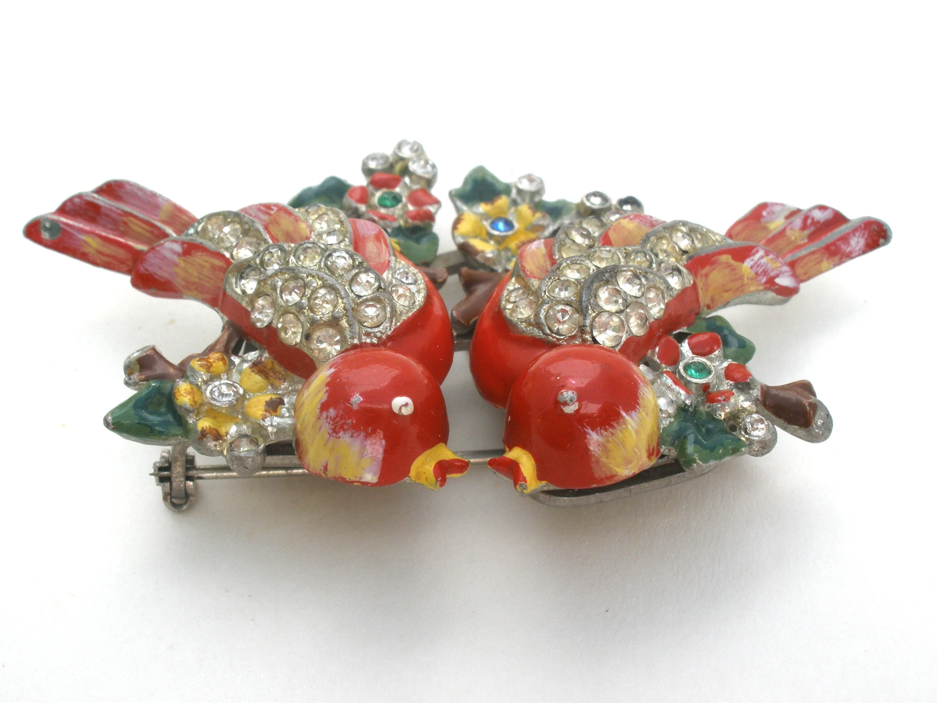 Red Coro Duette Fur Clip Love Birds Brooch Adolf Katz