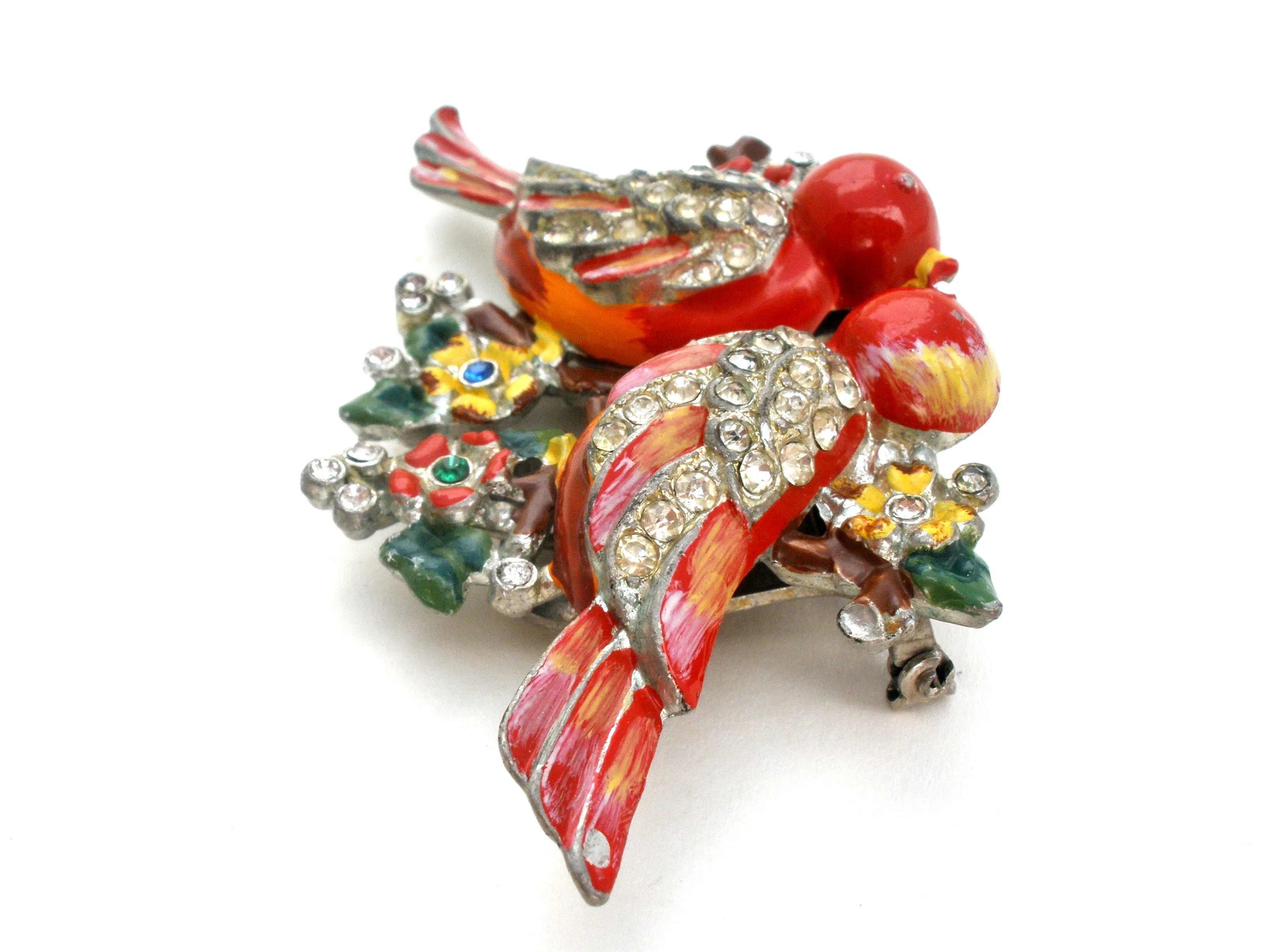 Red Coro Duette Fur Clip Love Birds Brooch Adolf Katz