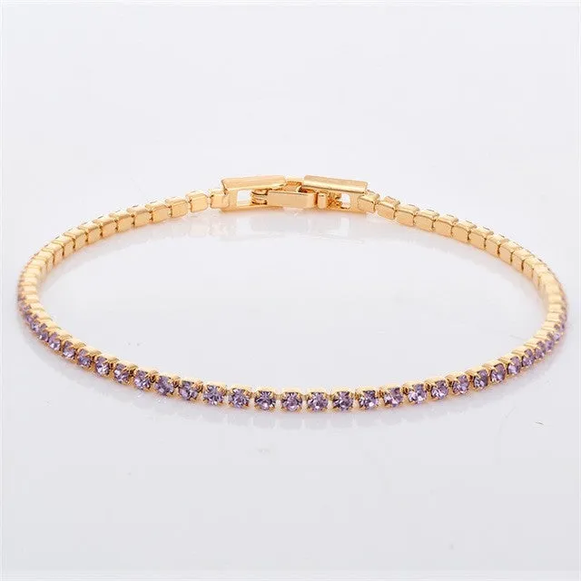 Rhinestone Crystal Slim Tennis Bracelet - Assorted Colors