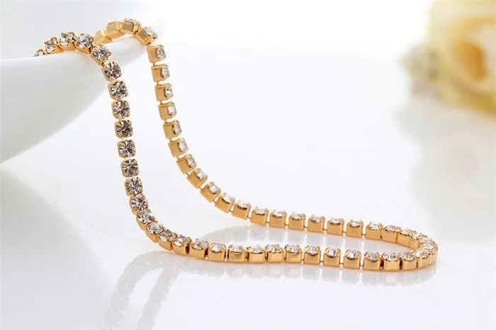 Rhinestone Crystal Slim Tennis Bracelet - Assorted Colors