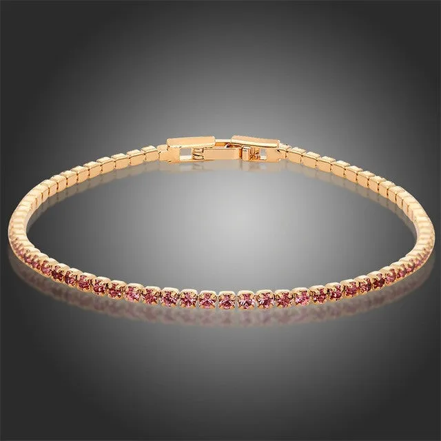 Rhinestone Crystal Slim Tennis Bracelet - Assorted Colors