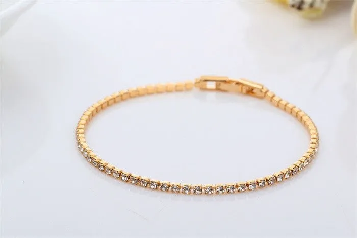 Rhinestone Crystal Slim Tennis Bracelet - Assorted Colors