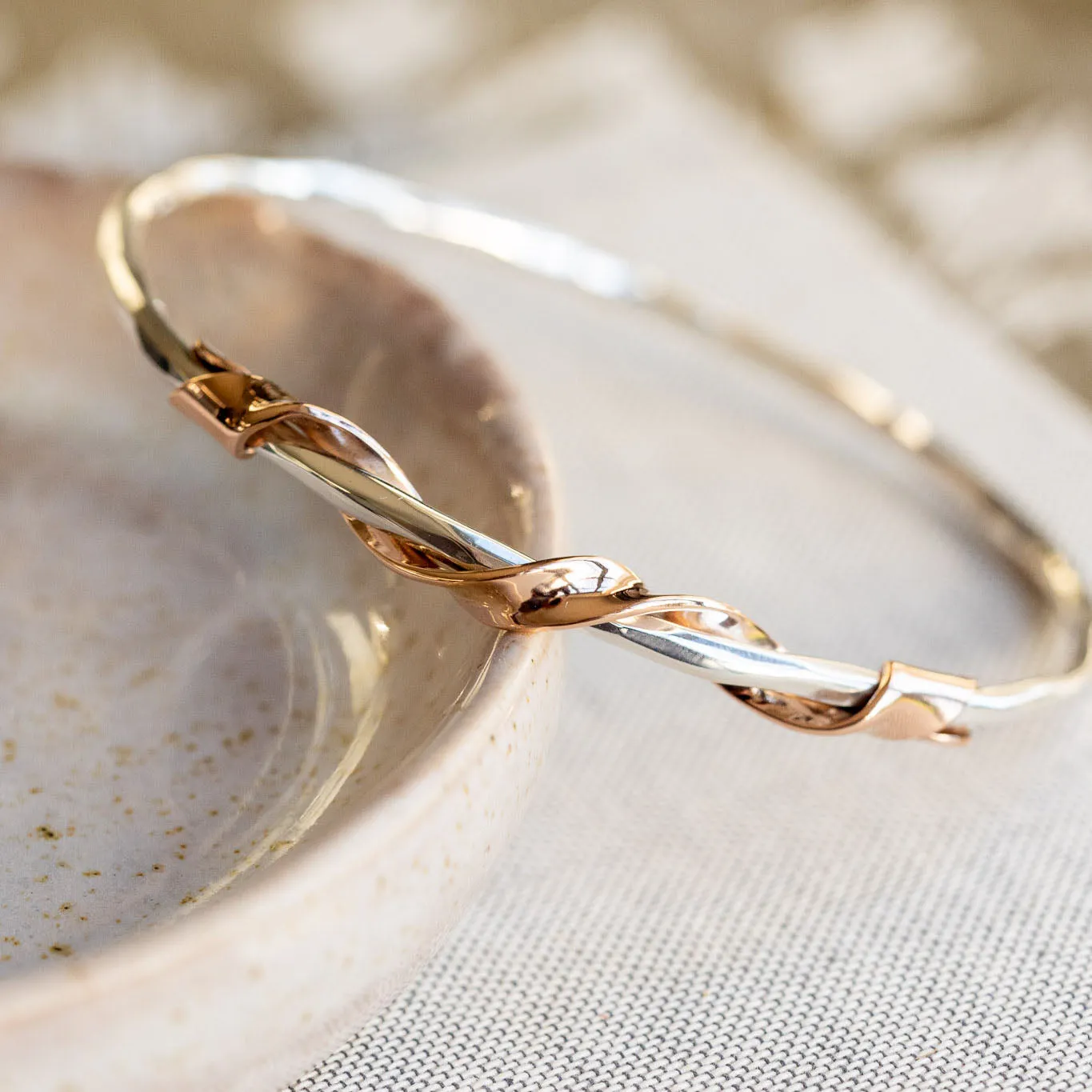 Ribbon 9ct Rose Gold Bangle