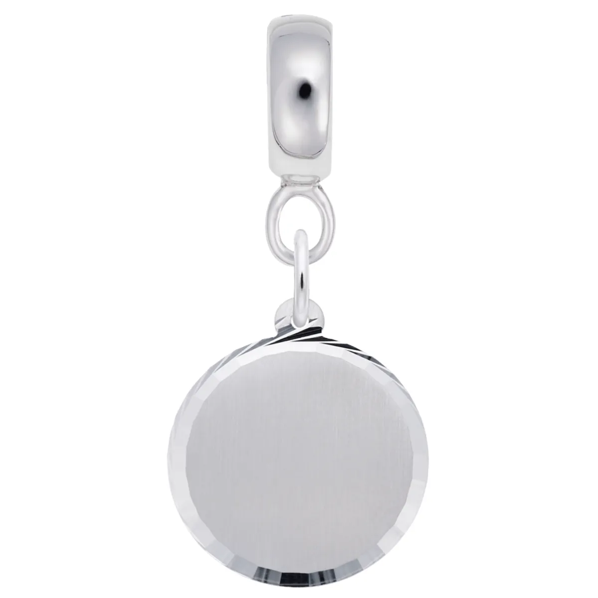 Round Disc Dia Cut Charm Dangle Bead In Sterling Silver