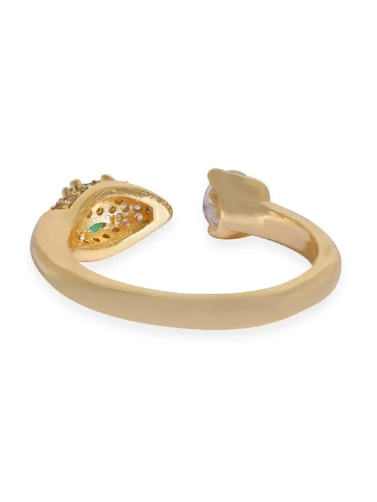 Rubans Voguish 18K Gold-Plated CZ-Studded Snake Motif Adjustable Ring