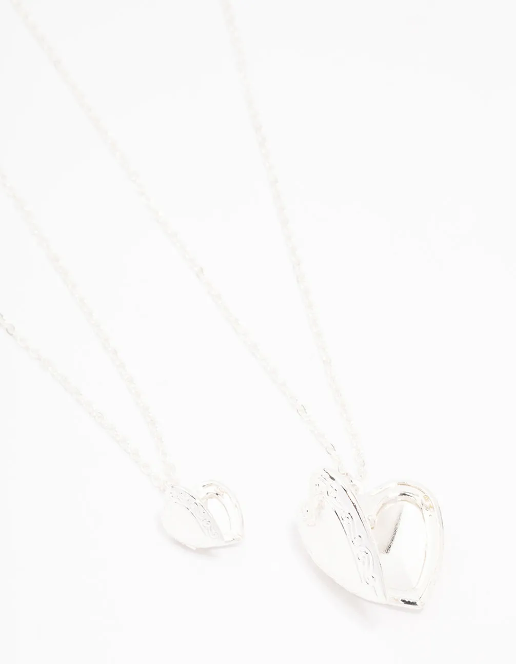 Silver Plated Ornate Heart Pendant Necklace Pack