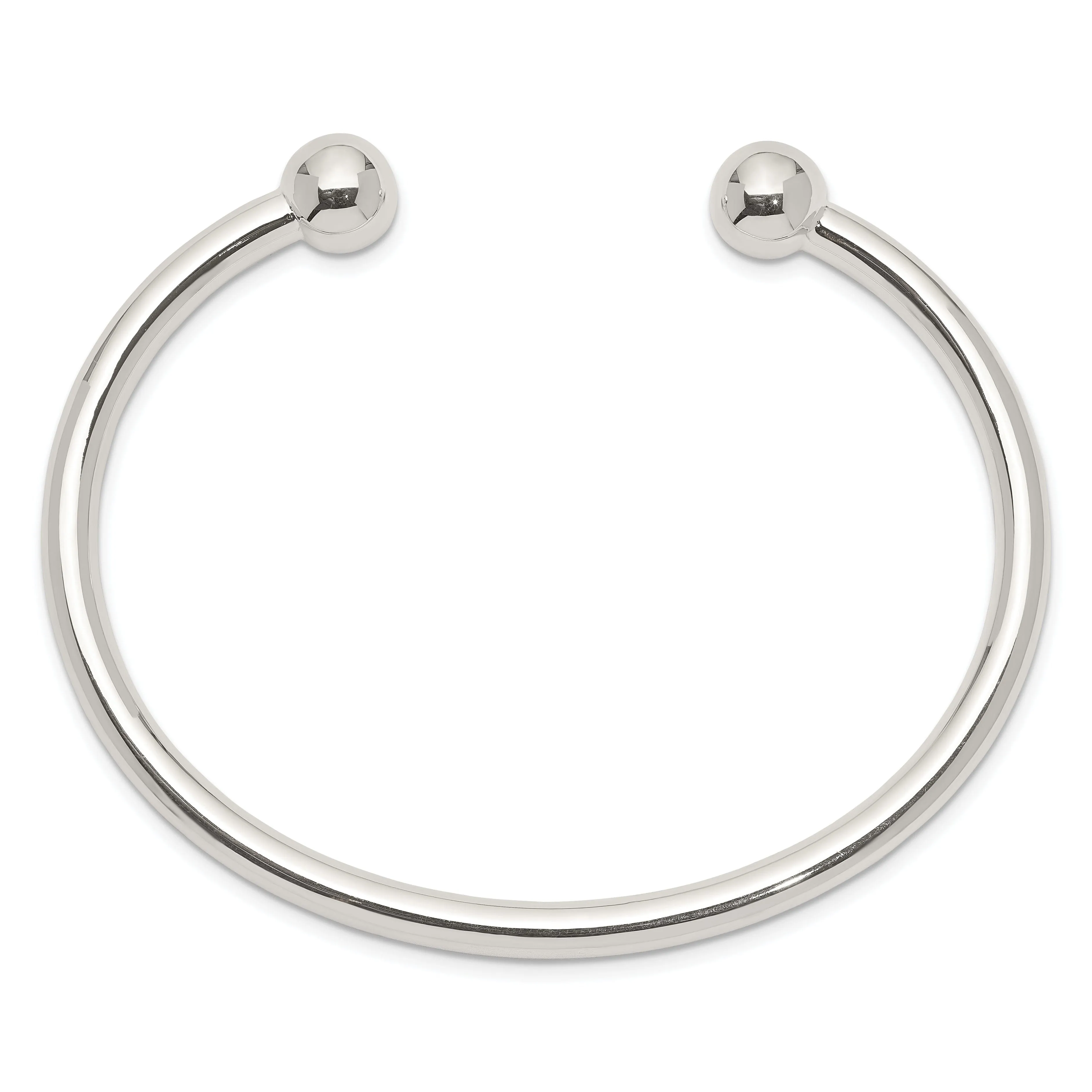 Silver Polished Finish Hollow Bangle Cuff