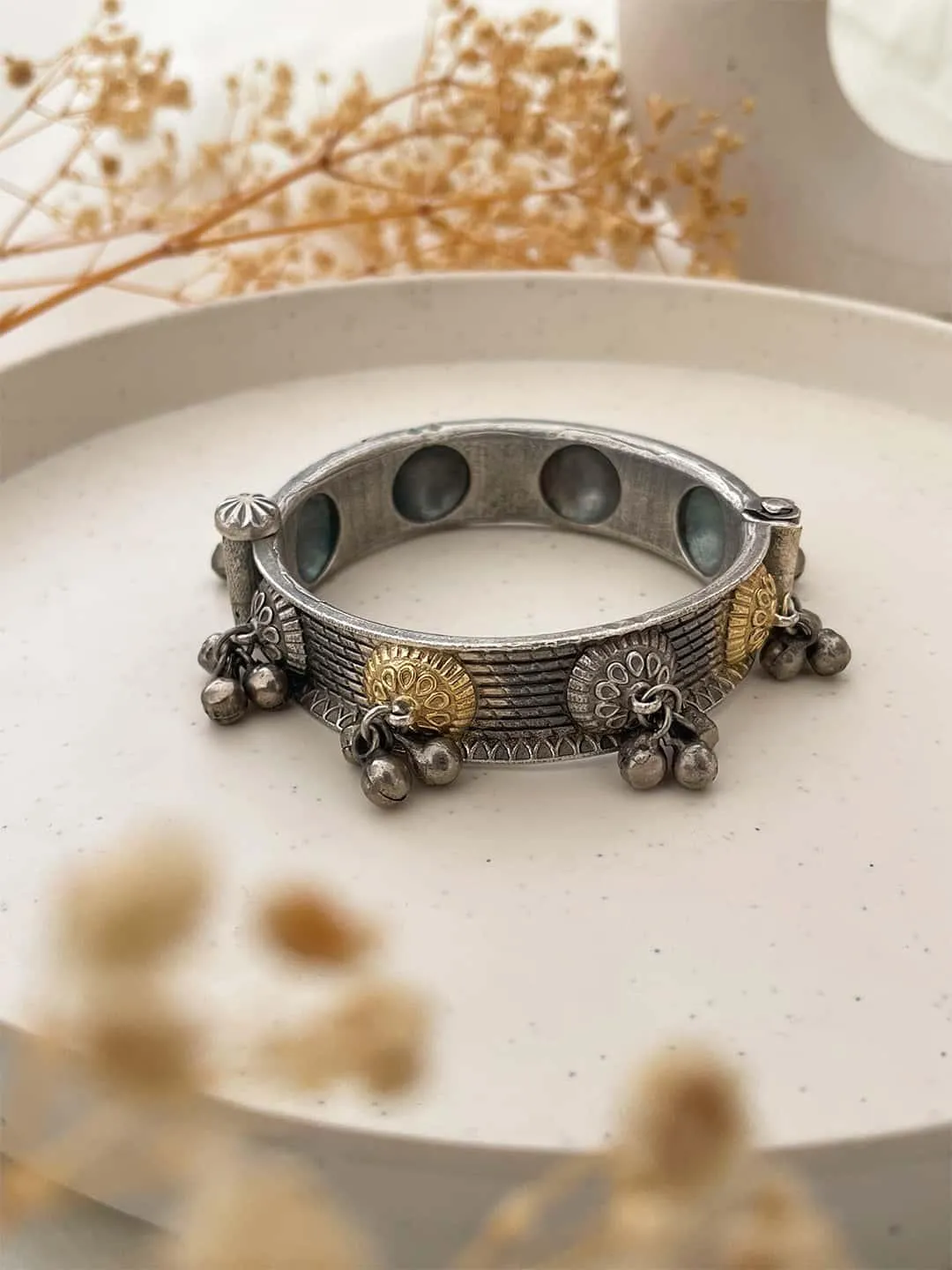 Silver Tone Ghungroo Brass Bangle