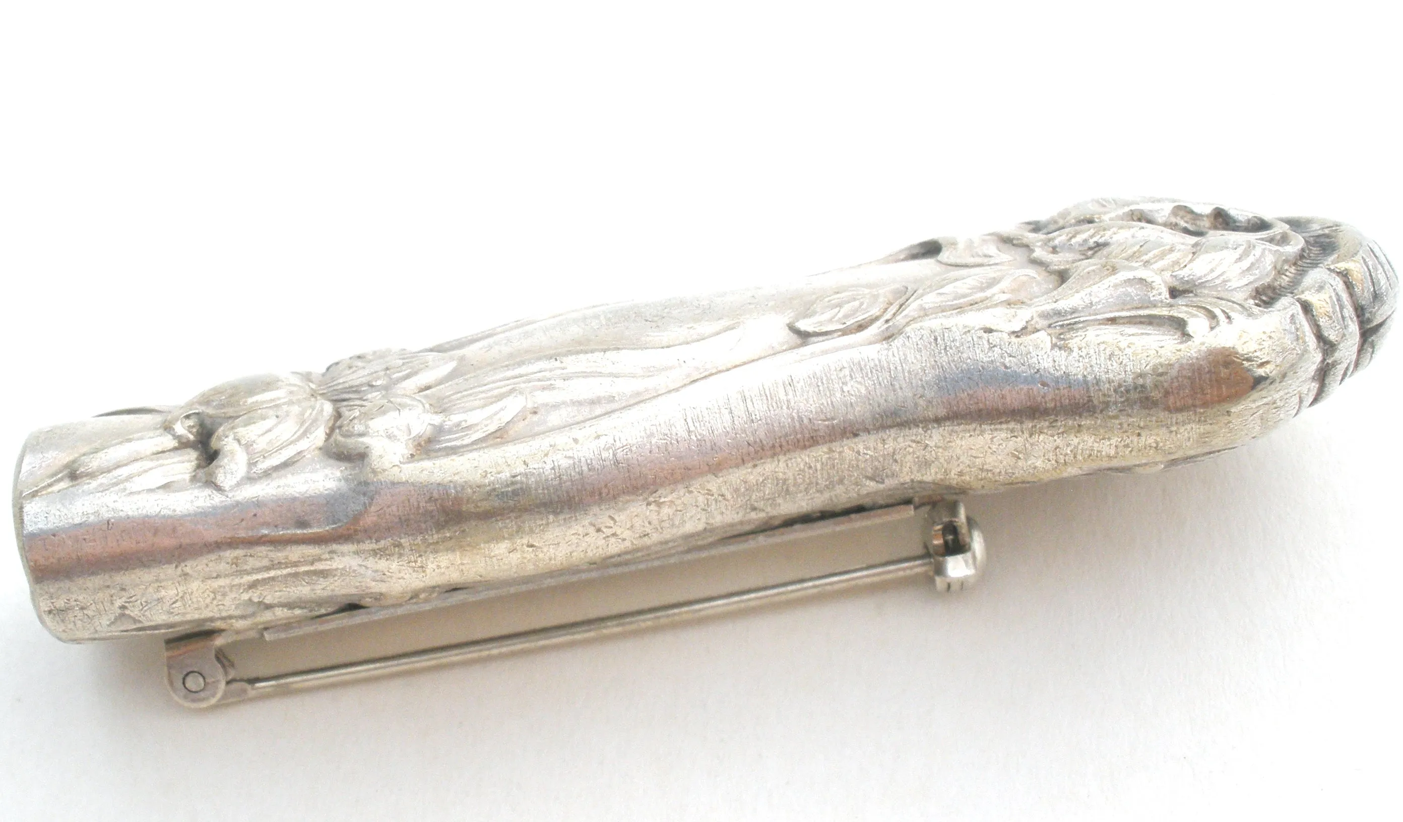 Silverplate Spoon Handle Brooch Pin Art Nouveau