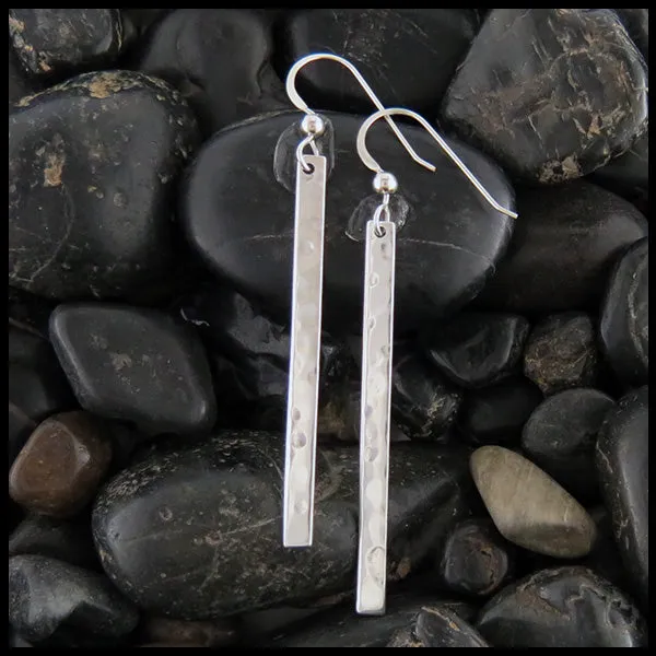 Simple Hammered Bar Drop Earrings