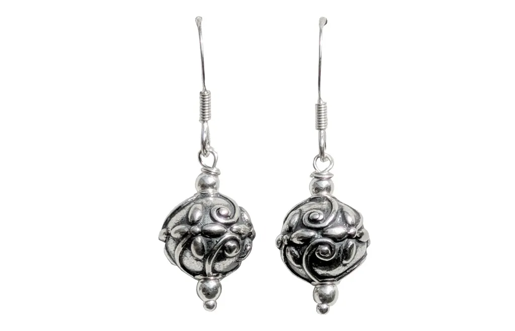 Solid Silver Flower Motif  Earrings