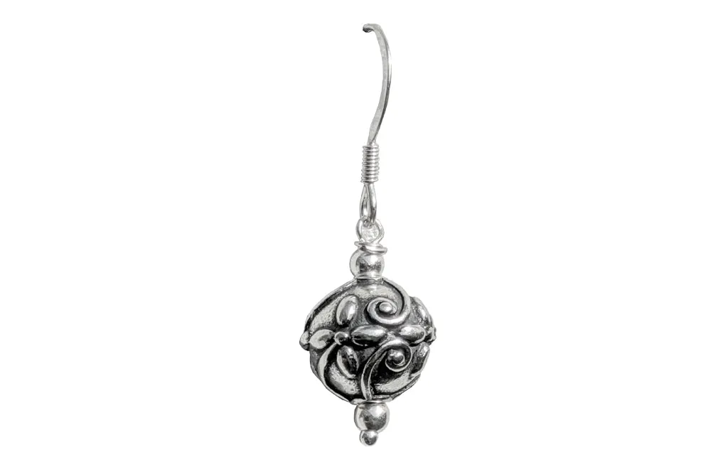 Solid Silver Flower Motif  Earrings