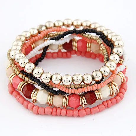 Spring Korean Designer Fashion Bohemia Beads Bracelet Beaded Multilayer Strand Stretch Bracelets Bangles For women Girl