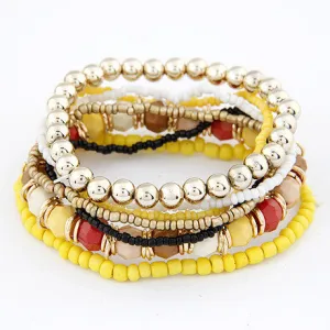 Spring Korean Designer Fashion Bohemia Beads Bracelet Beaded Multilayer Strand Stretch Bracelets Bangles For women Girl