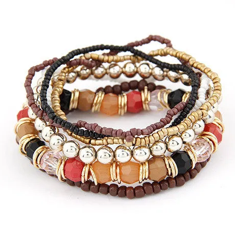 Spring Korean Designer Fashion Bohemia Beads Bracelet Beaded Multilayer Strand Stretch Bracelets Bangles For women Girl